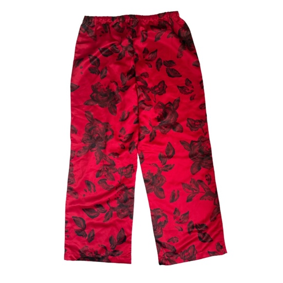 NWT Natori Pajama Pants Silky Red Black Floral Size Small - Picture 2 of 6